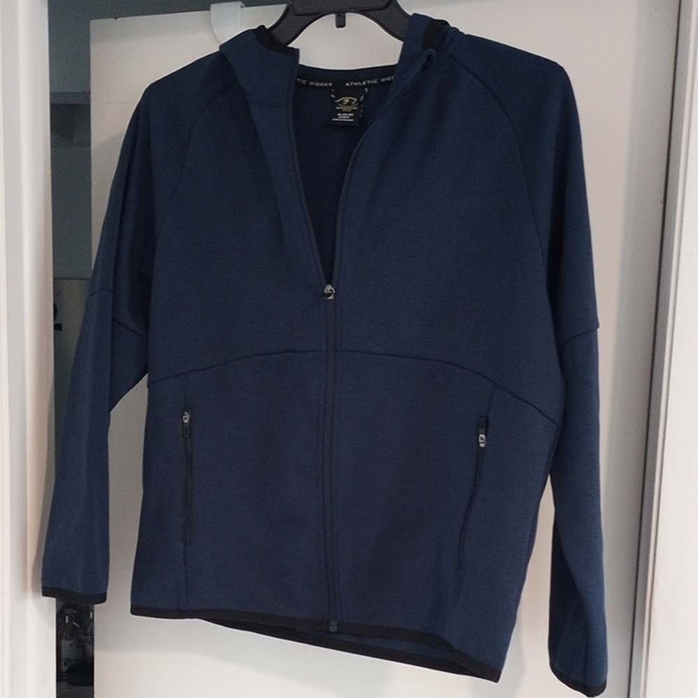 Boys Navy Blue Zip-Up Hoodie
